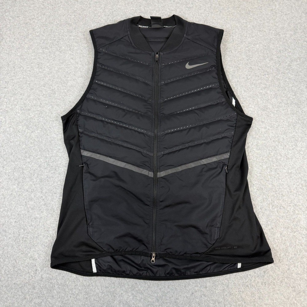 Nike Aeroloft 800 Running Vest Mens Large Swoosh Black Outdoors Athletic Workout